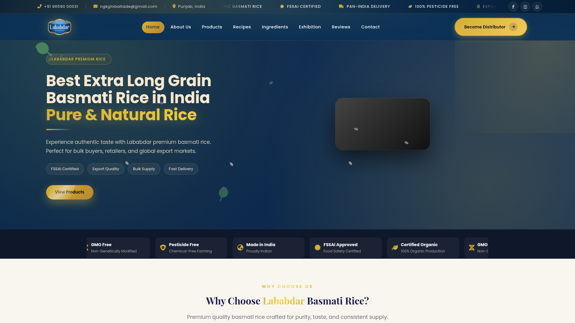 Lababdar Foods — Basmati Rice Brand
